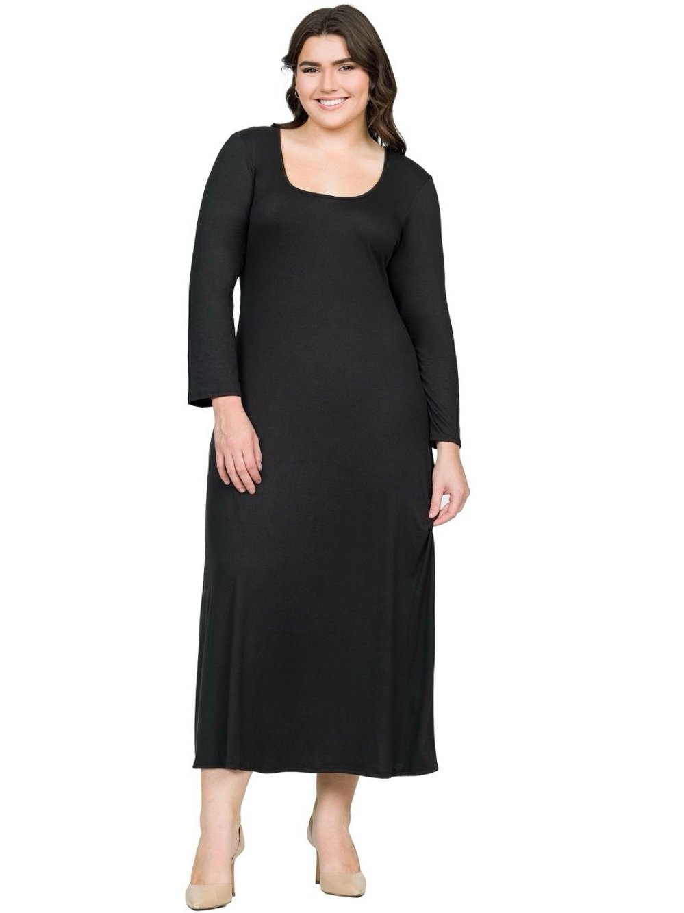 24seven Comfort Apparel Black Long Sleeve Maxi Dress 3X